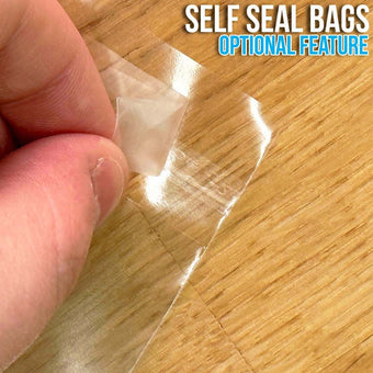 Personalised self seal cello bags for sweet and food packaging on a white background