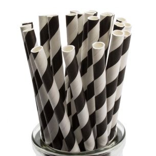 black striped paper straws
