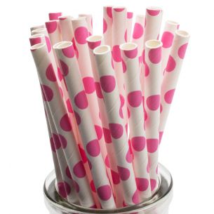 large pink polka dot straws