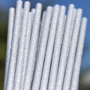 150mm X 4.5mm Silver Fairy Dust Glitter Plastic Lollipop Sticks x 3000