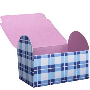 Paper Blue and White Chequered Gift Box x 4