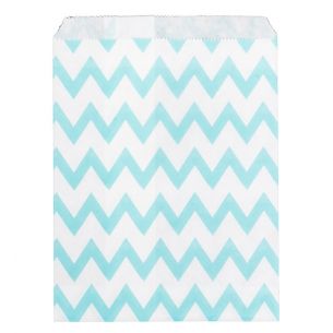 Paper Sweet Bags x25 - Blue Chevron Pattern - falt