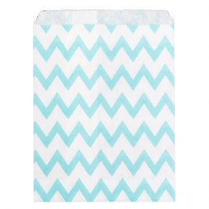 Paper Sweet Bags x25 - Blue Chevron Pattern - falt