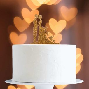 Gold Glitter Mr/Mrs On Dress Cake Topper x1