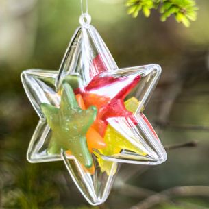 fillable clear bauble decoration star six points filled with jelly sweets