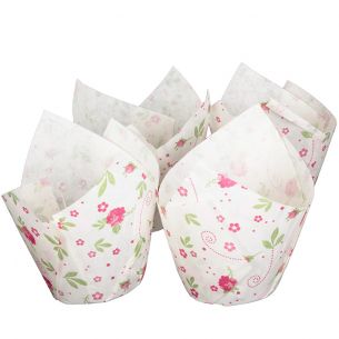 White Tulip Wraps with Floral Design x 24