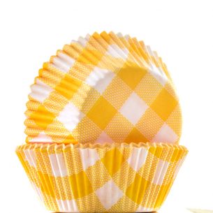 Cupcake Cases - Yellow and White Check x60