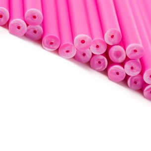 89mm x 4mm Pink Plastic Lollipop Sticks x 25