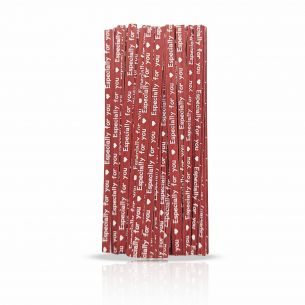 Yolli 100mm Deep Red & White "Especially for You" Twist Ties - (3Pk) 150Pcs
