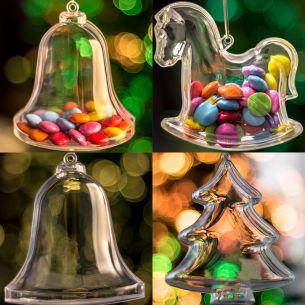 x15 Piece Clear Baubles Christmas Tree Decorations Tree Rocking Horse Bell