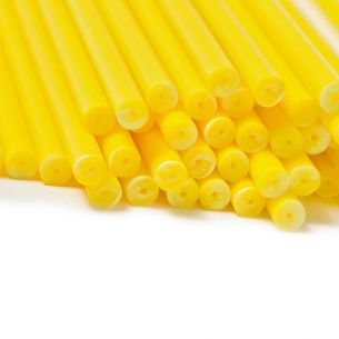 190mm x 4.5mm Yellow Plastic Lollipop Sticks x 25