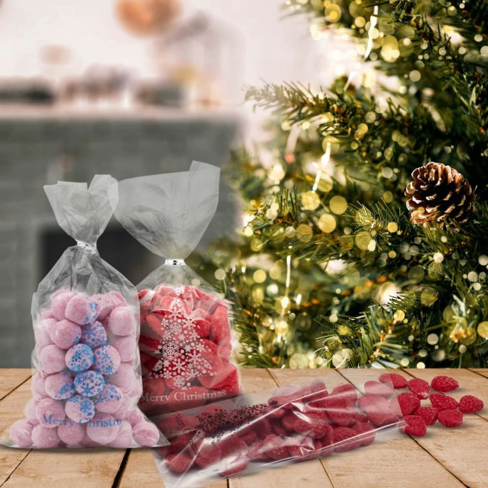 Buy Christmas Themed Clear Sweet Gift Cookie Party Bags with