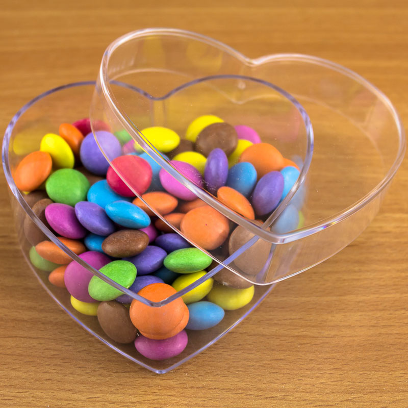 Heart Shaped Boxes x12 Fillable clear Plastic Containers valentines